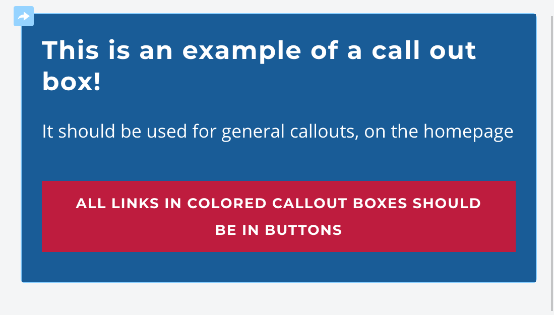 An screenshot of the custom call out box element with the copy/move arrow present in the upper left corner. 